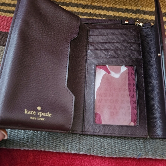 Kate Spade Purple/Burgundy Wallet-Tri-fold Wristlet - Picture 3 of 9